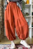 Basso Baby Cord Tiered Cuff Pant Rust